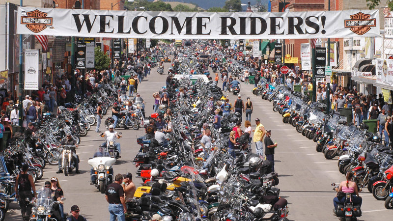 Thousands of motorcycles gathering in Sturgis